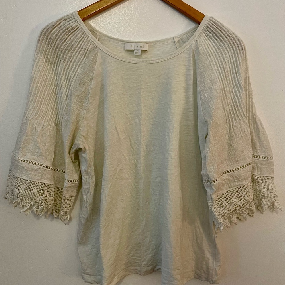 Women's Cream Top with Lace Details